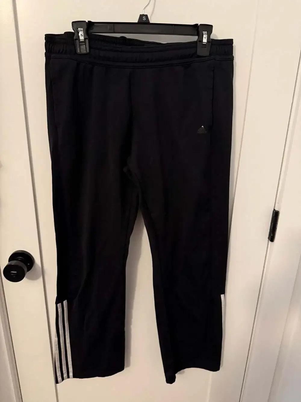 Adidas Men's Black Track Pants with Side Stripes